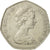 Moneda, Gran Bretaña, Elizabeth II, 50 Pence, 1973, BC+, Cobre - níquel
