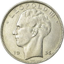 Moneda, Bélgica, 20 Francs, 20 Frank, 1935, MBC, Plata, KM:105