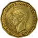 Coin, Great Britain, George VI, 3 Pence, 1944, VF(20-25), Nickel-brass, KM:849