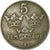 Munten, Zweden, Gustaf V, 5 Öre, 1948, ZF, Iron, KM:812