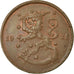 Moneta, Finlandia, 10 Pennia, 1921, EF(40-45), Miedź, KM:24