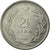 Moneta, Turcja, 2-1/2 Lira, 1962, AU(50-53), Stal nierdzewna, KM:893.1