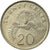 Moneta, Singapur, 20 Cents, 2009, Singapore Mint, VF(30-35), Miedź-Nikiel