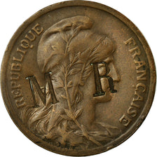 Moneda, Francia, Dupuis, 10 Centimes, 1917, Paris, Contremarque MR, BC+, Bronce