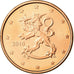 Finlândia, 5 Euro Cent, 2010, MS(65-70), Aço Cromado a Cobre, KM:100