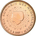 Países Baixos, Euro Cent, 2007, MS(63), Aço Cromado a Cobre, KM:234