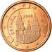 Spain, Euro Cent, 2008, MS(63), Copper Plated Steel, KM:1040