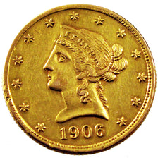 Stati Uniti, Coronet Head, $10, Eagle, 1906, U.S. Mint, Philadelphia, BB+, Oro