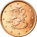 Finlande, 5 Euro Cent, 2001, TTB, Copper Plated Steel, KM:100