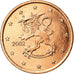 Finlandia, 5 Euro Cent, 2002, Vantaa, EF(40-45), Miedź platerowana stalą