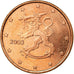 Finland, Euro Cent, 2003, ZF, Copper Plated Steel, KM:98