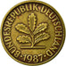 Coin, GERMANY - FEDERAL REPUBLIC, 10 Pfennig, 1987, Stuttgart, EF(40-45), Brass