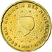 Países Baixos, 20 Euro Cent, 2008, AU(55-58), Latão, KM:269