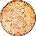 Finlandia, Euro Cent, 2002, BB, Acciaio placcato rame, KM:98