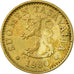 Moneda, Finlandia, 10 Pennia, 1980, MBC, Aluminio - bronce, KM:46