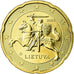 Lituânia, 20 Euro Cent, 2015, MS(63), Latão