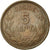 Moneta, Grecia, George I, 5 Lepta, 1869, Strassburg, MB+, Rame, KM:42