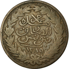 Coin, Tunisia, TUNIS, Sultan Abdul Aziz with Muhammad al-Sadiq Bey, 2 kharub