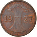 Moneda, ALEMANIA - REPÚBLICA DE WEIMAR, Reichspfennig, 1927, Muldenhütten