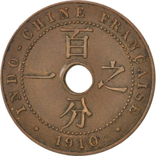 FRENCH INDO-CHINA, Cent, 1910, Paris, KM #12.1, EF(40-45), Bronze, 26, Lecompte.