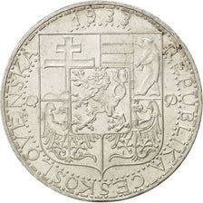 CZECHOSLOVAKIA, 20 Korun, 1933, KM #17, AU(55-58), Silver, 34, 12.09