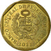 Moneda, Perú, 10 Centimos, 2011, Lima, MBC, Latón, KM:305.4