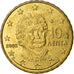 Grecia, 10 Euro Cent, 2002, MBC, Latón, KM:184