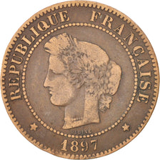 Francia, Cérès, 5 Centimes, 1897, Paris, MB, Bronzo, KM:821.1, Gadoury:157a