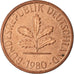 Monnaie, République fédérale allemande, Pfennig, 1980, Karlsruhe, TTB, Copper