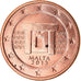 Malta, 2 Euro Cent, 2013, MS(63), Aço Cromado a Cobre