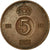 Munten, Zweden, Gustaf VI, 5 Öre, 1956, ZF, Bronze, KM:822