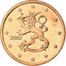 Finland, 5 Euro Cent, 2002, PR, Copper Plated Steel, KM:100