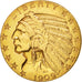 Stati Uniti, Indian Head, $5, Half Eagle, 1909, U.S. Mint, Denver, BB+, Oro,...