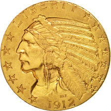 Coin, United States, Indian Head, $5, Half Eagle, 1912, U.S. Mint, Philadelphia