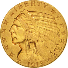 Stati Uniti, Indian Head, $5, Half Eagle, 1913, U.S. Mint, Philadelphia, BB+,...