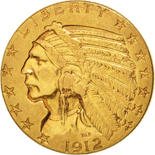 Stati Uniti, Indian Head, $5, Half Eagle, 1912, U.S. Mint, Philadelphia, BB+,...