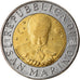 Coin, San Marino, 500 Lire, 1996, Rome, EF(40-45), Bi-Metallic, KM:357