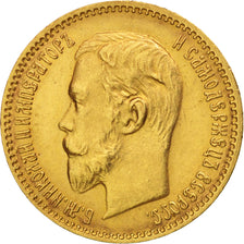 Russia, Nicholas II, 5 Roubles, 1904, St. Petersburg, BB+, Oro, KM:62