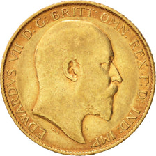 Gran Bretagna, Edward VII, 1/2 Sovereign, 1908, BB+, Oro, KM:804