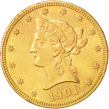 États-Unis,Coronet Head,$10,Eagle,1901,U.S.Philadelphia,TTB+,Or,AU(50-53),KM 102