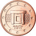 Malta, 5 Euro Cent, 2015, MS(63), Copper Plated Steel, KM:New