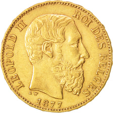 Coin, Belgium, Leopold II, 20 Francs, 20 Frank, 1877, AU(50-53), Gold, KM:37