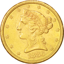 Vereinigte Staaten, Coronet Head, $5, Half Eagle, 1886, San Francisco,SS+,KM 101