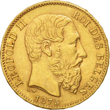 Belgique, Leopold II, 20 Francs, 20 Frank, 1875, TTB+, Or, KM:37