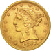 Stati Uniti, Coronet Head, $5, Half Eagle, 1897,  Philadelphia, BB+, KM 101