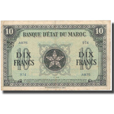 Nota, Marrocos, 10 Francs, 1944, 1944-03-01, KM:25a, AU(50-53)