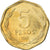 Moeda, Chile, 5 Pesos, 1996, Santiago, EF(40-45), Alumínio-Bronze, KM:232