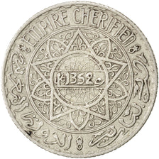 MOROCCO, 5 Francs, 1933, Paris, KM #37, EF(40-45), Silver, 4.88