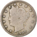 Moneta, USA, Liberty Nickel, 5 Cents, 1908, U.S. Mint, Philadelphia, VF(20-25)