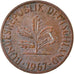 Munten, Federale Duitse Republiek, Pfennig, 1967, Stuttgart, ZF, Copper Plated